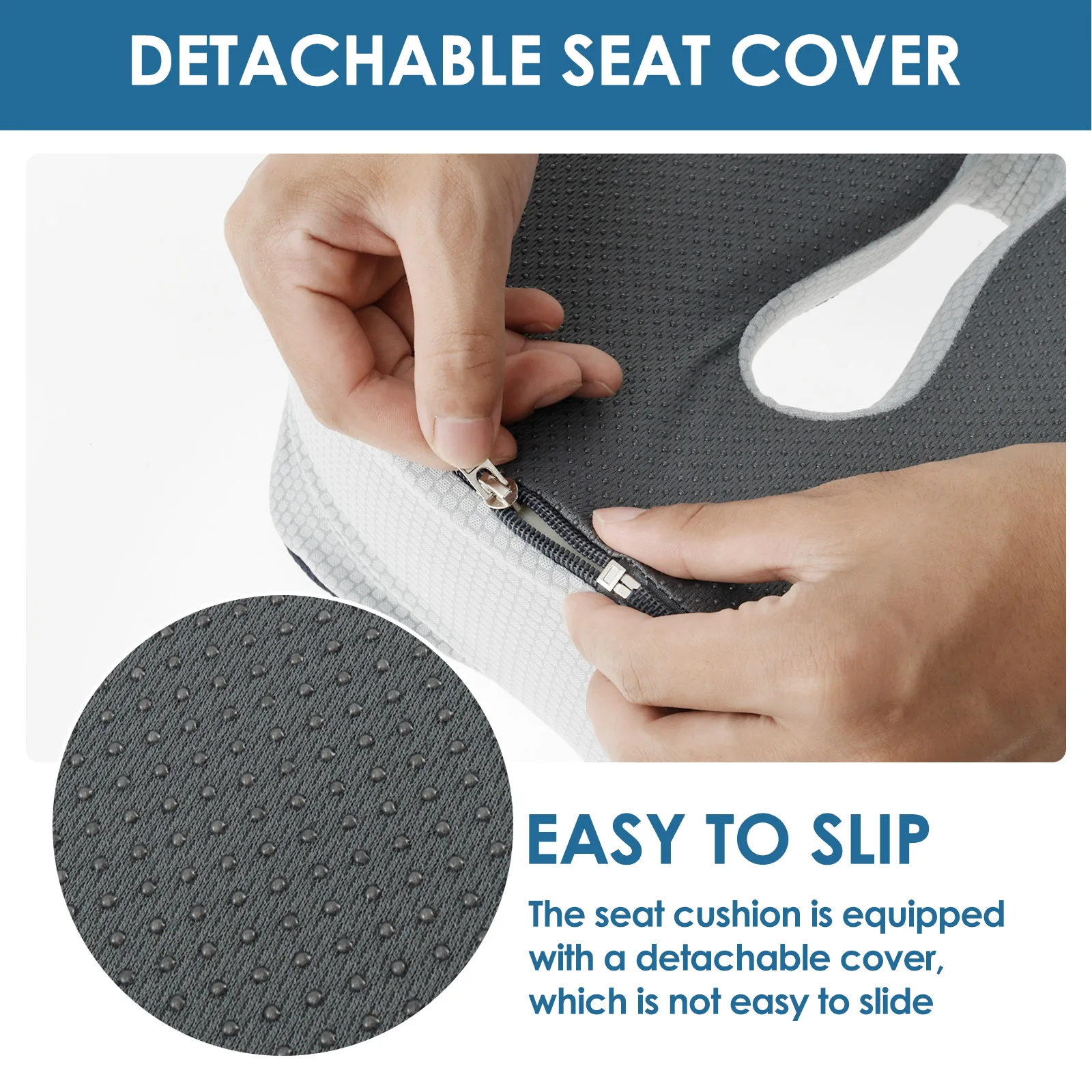 Memory Foam Seat Cushion Office Chair Cushion with Removable Cover Nonslip Breathable Car Seat Cushion for Reduce lumbar fatigue