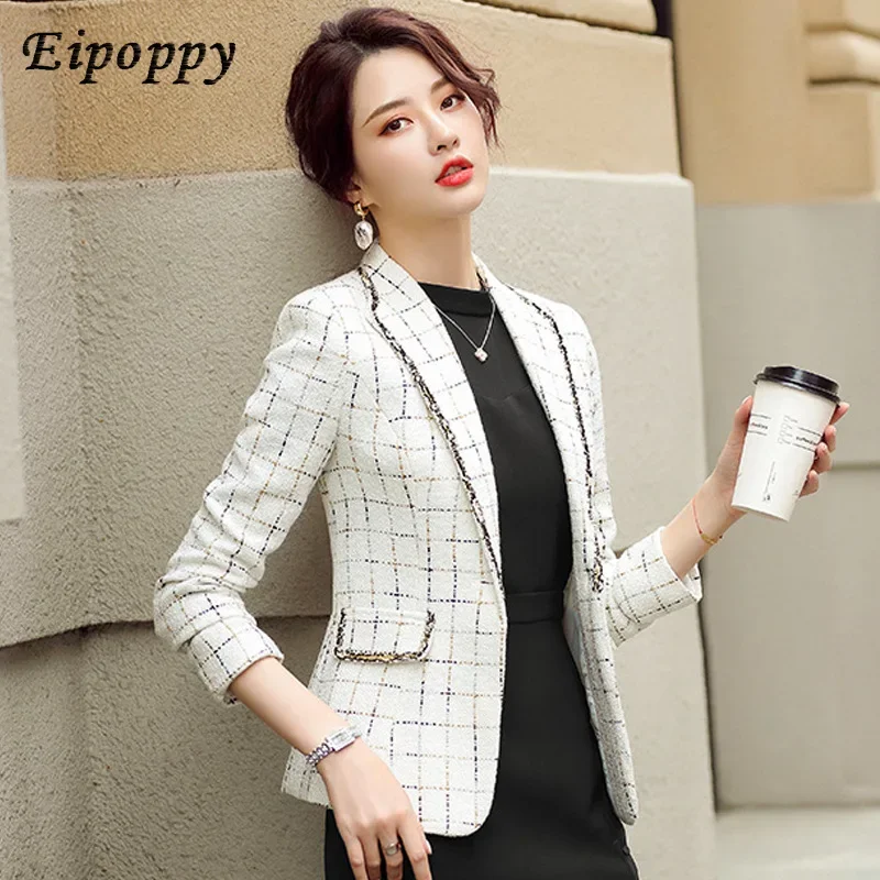 

Korean Fashion Plaid Suit New Autumn Classic Style Short Casual Suit Jacket