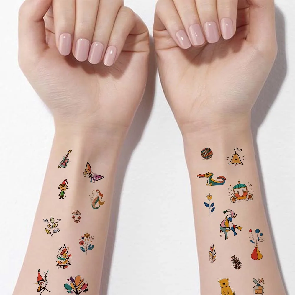Cute Doodle Animals tattoo stickers Arm shoulder body decoration diy temporary tattoo sticker 10pcs/set