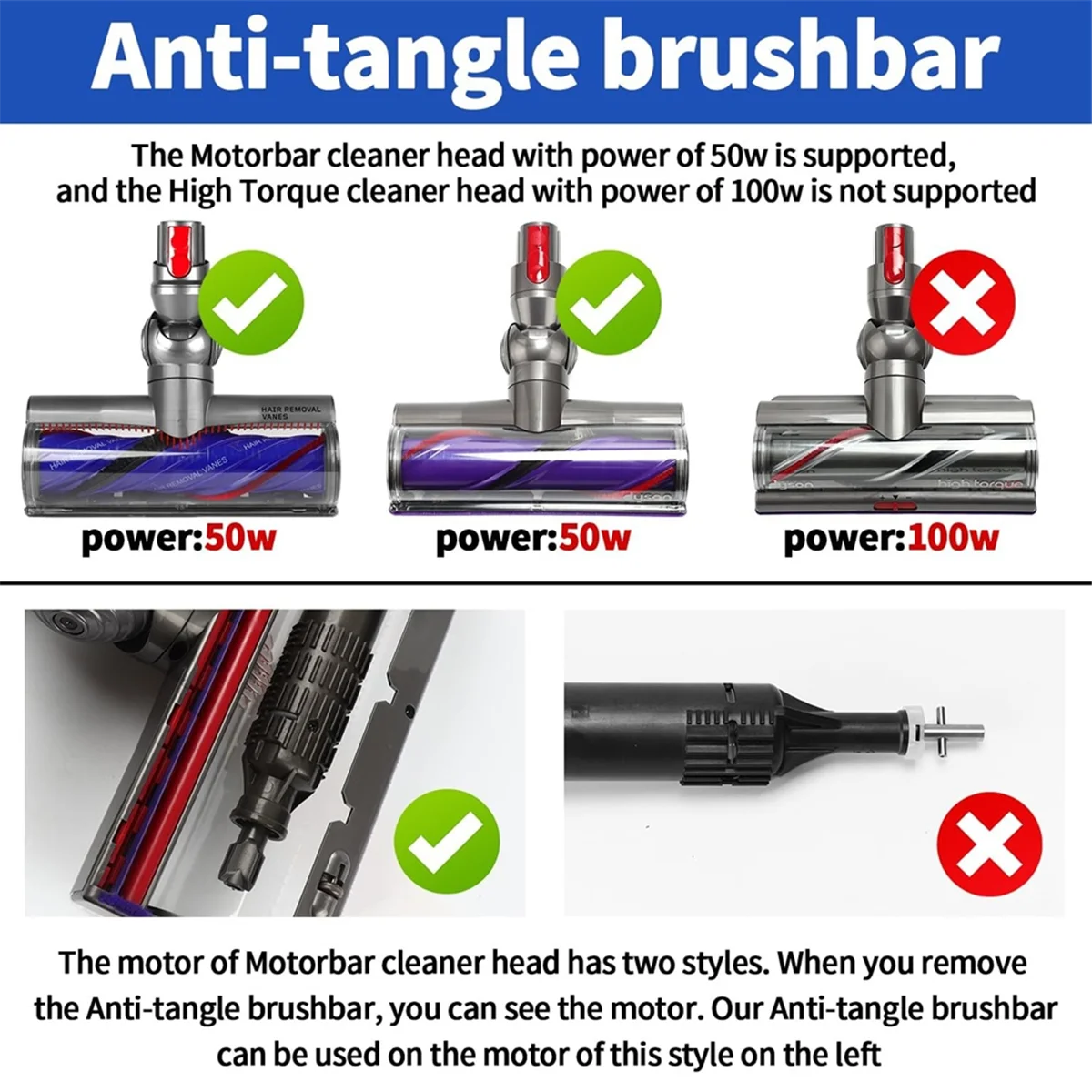 B66C Direct Drive Anti-Winding Roller Brush for Dyson V11 V10 V8 V7 V12 SV10 SV11 SV12 SV14 SV30 Vacuum Cleaner Attachments