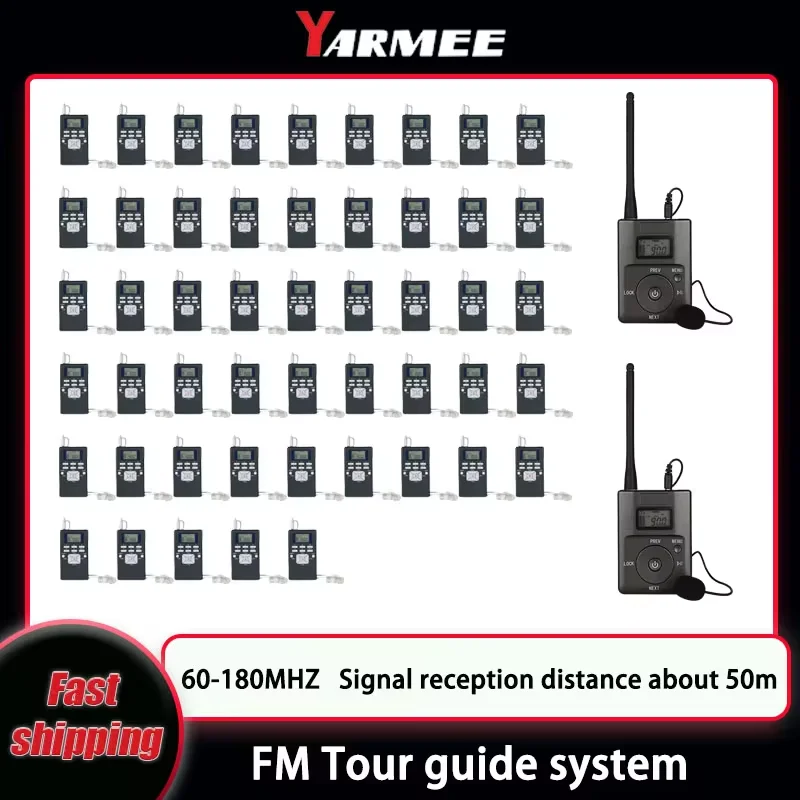YARMEE Wireless Tour Guide System FM Portable Audio Whisper Transmitter Receivers For Travelling Church Museum Umrah Hajj wireless microphone