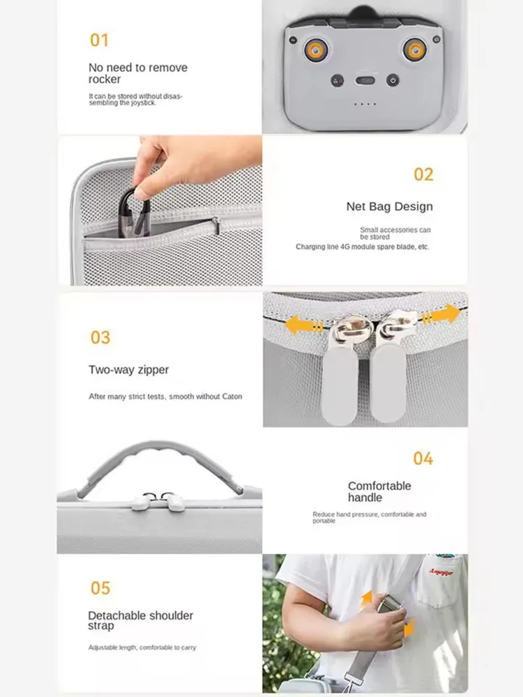 For DJI Flip Storage Bag Protective Carrying Case PU Leather Drop-resistant Hard Shell Handbag for DJI Flip Drones Accessories