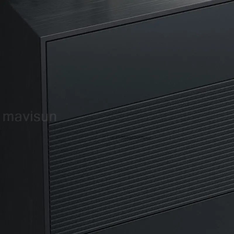 Black Kitchen Cabinet Decoration Simple Solid Wood Living Room Furniture Luxury Villa Large Capacity Buffet Stainless Steel Leg