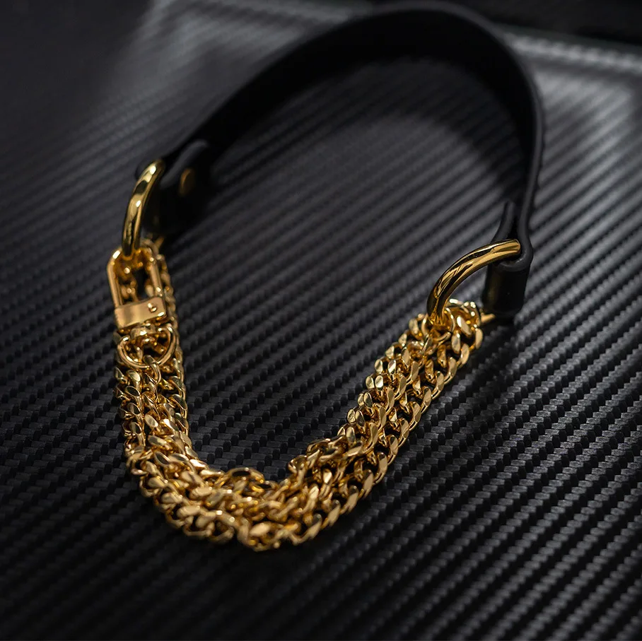 Colar punk erótico em couro legítimo para casais bondage_voghion.com