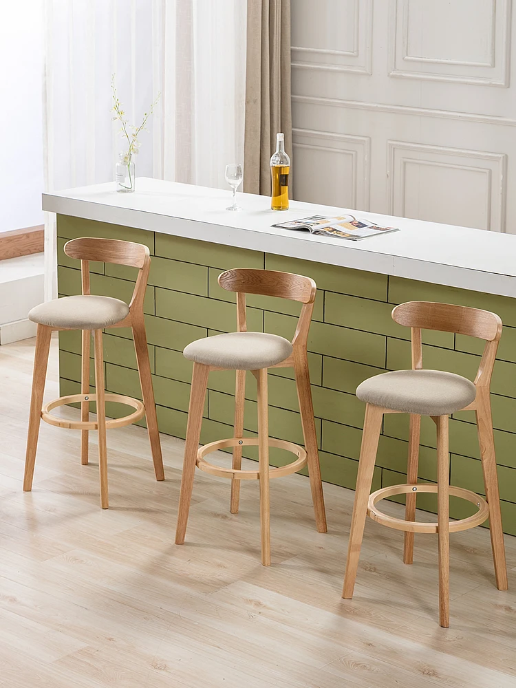 

Bar stools, Nordic backrest, bar chairs, modern minimalist front desk chairs, light luxury high stools