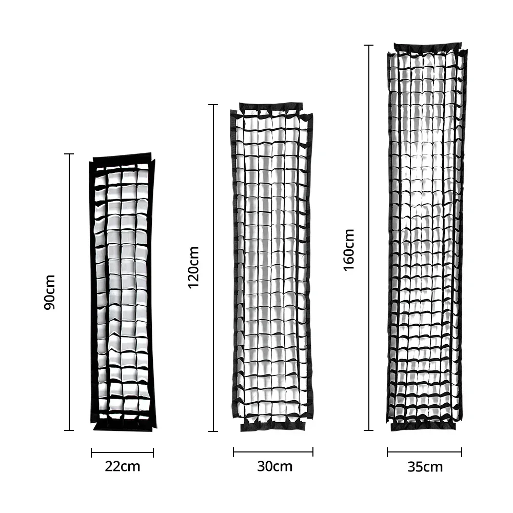 Photography Softbox Bowens Mount Softbox Portable Softbox 22x90cm 9"x 35" 30x120cm 12"x47" 35x160cm 14"x63" Rectangle Strip Softbox Honeycomb Grid (Does not include softbox)