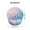 Powder Blue Gradient Marble Texture Round Wrist Rest Rubber Mouse Pad 3