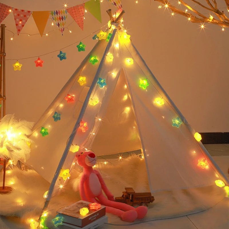 Star Garland LED String Lights - USB/Battery Powered for Indoor & Outdoor Decor