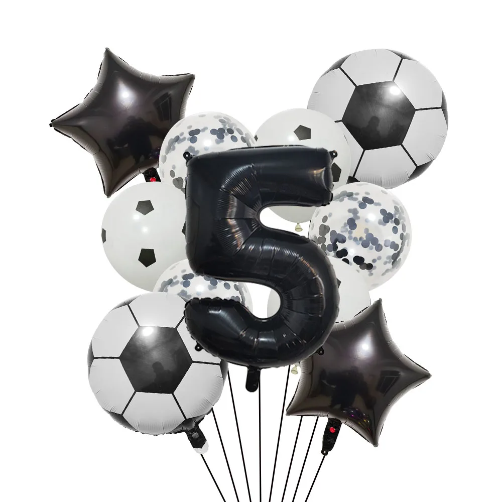 Helium Foil Soccer Balloons - 32-Inch Green Number Ball Sports Party Decorations