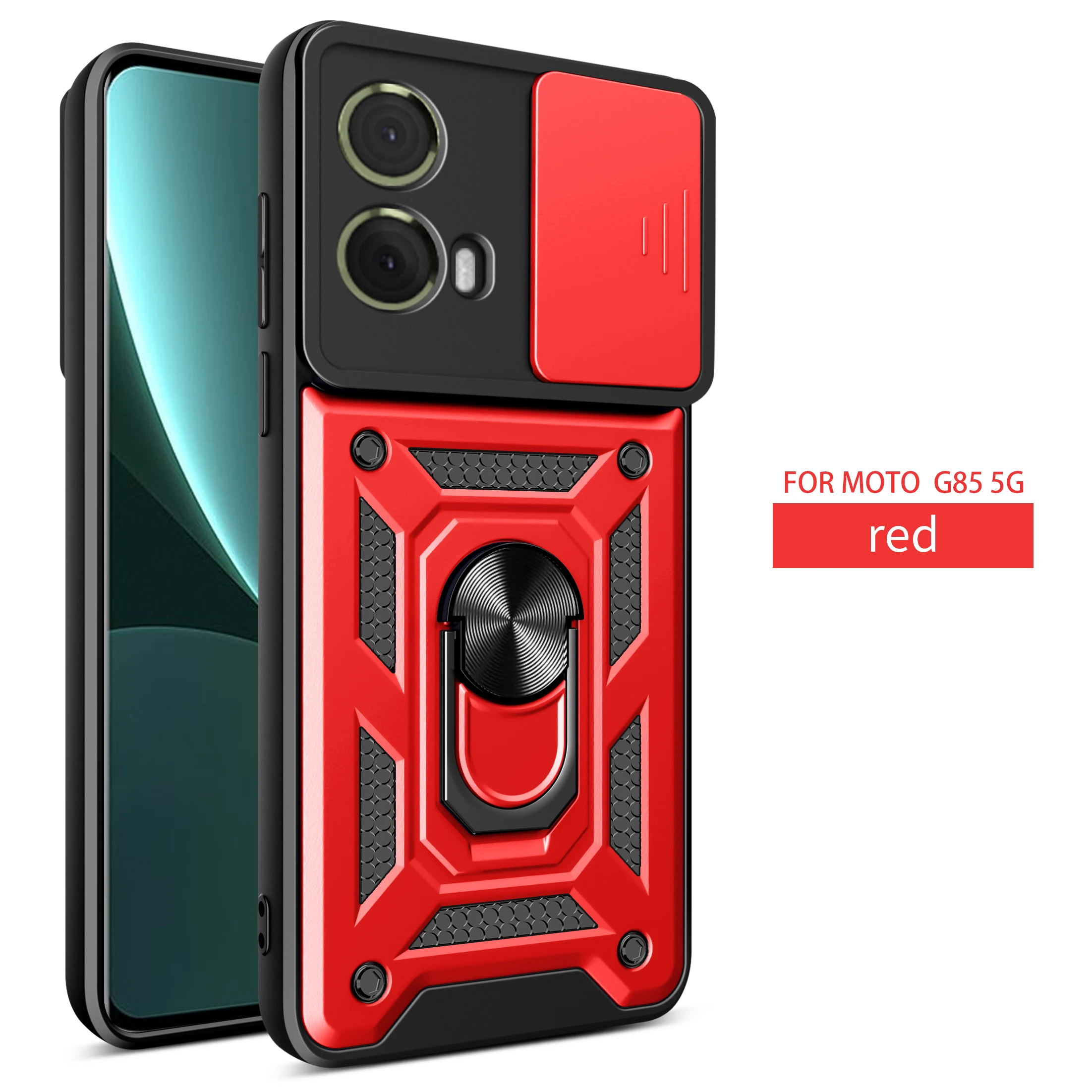 Magnetic Ring Holder Armor Phone Case with Slide Camera Protector
