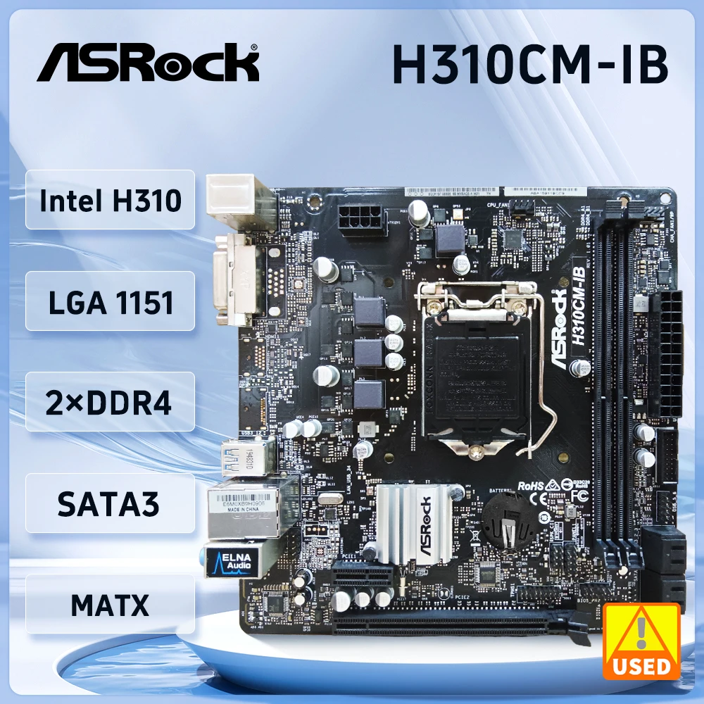 

Материнская плата ASRock H310CM-IB LGA1151 Intel H310 DDR4 32 ГБ Micro ATX с поддержкой процессора 9/8 поколения