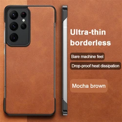 Ultra Thin Frameless Leather Business Case with Slim Lens Protection - Galaxy S26+ (Brown)