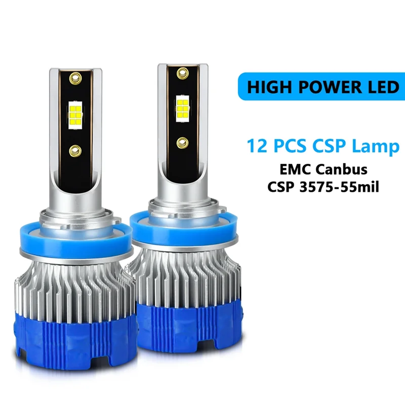 H11 LED 안개 전구, 자동차 헤드라이트 Canbus 빛, 50W 5000LM 6000K 차량용 차가운 백색광, DRL 교체