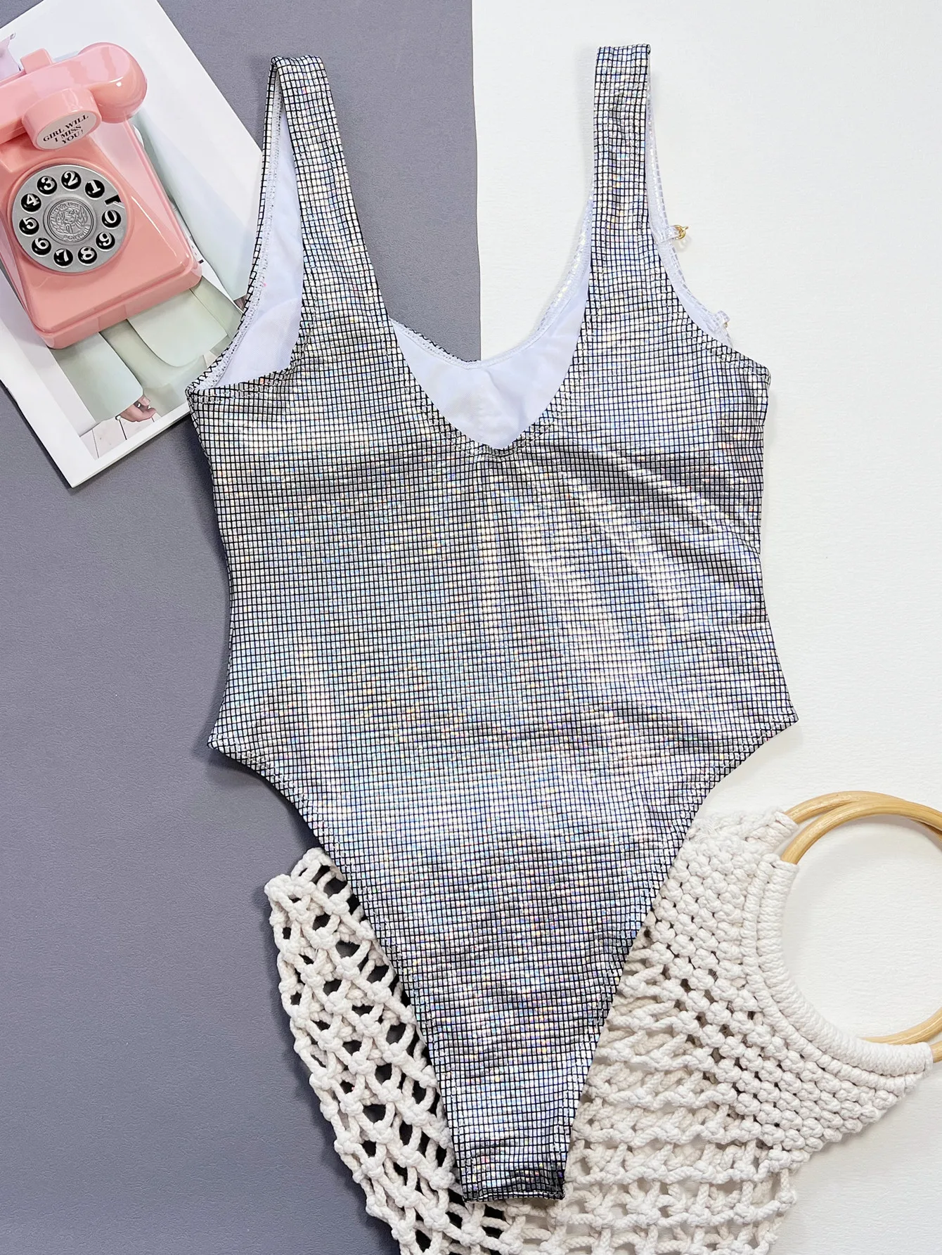 SKMY 2023 Summer New Beach Night Club Outfits Clothes For Women Bodysuit Bikini Chain Patchwork Sleeveless Swimwear One Pieces