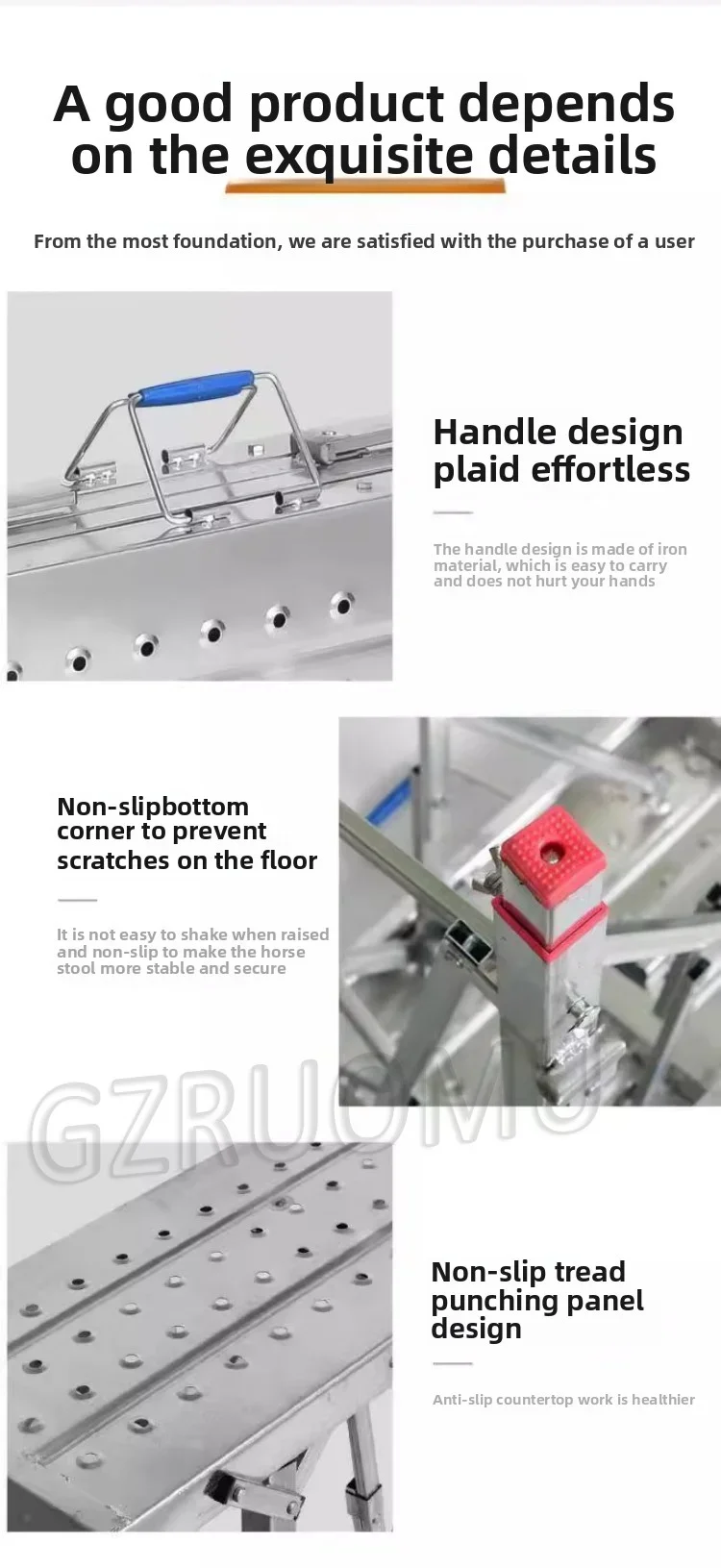 Folding Stool Lift Thickened Decoration Stool Double Support Indoor Putty Scaffo