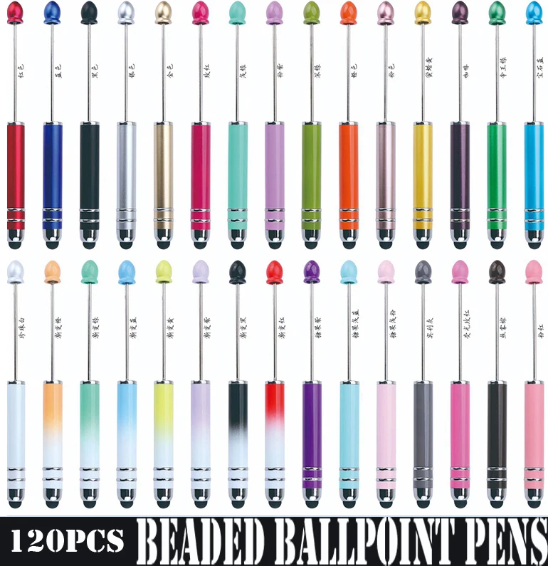 

120Pcs Universal 2 in 1 Stylus Pens with Beaded Ballpoint Pens Touch Screen Touch Pen for All Capacitive Screen Beadable Pen