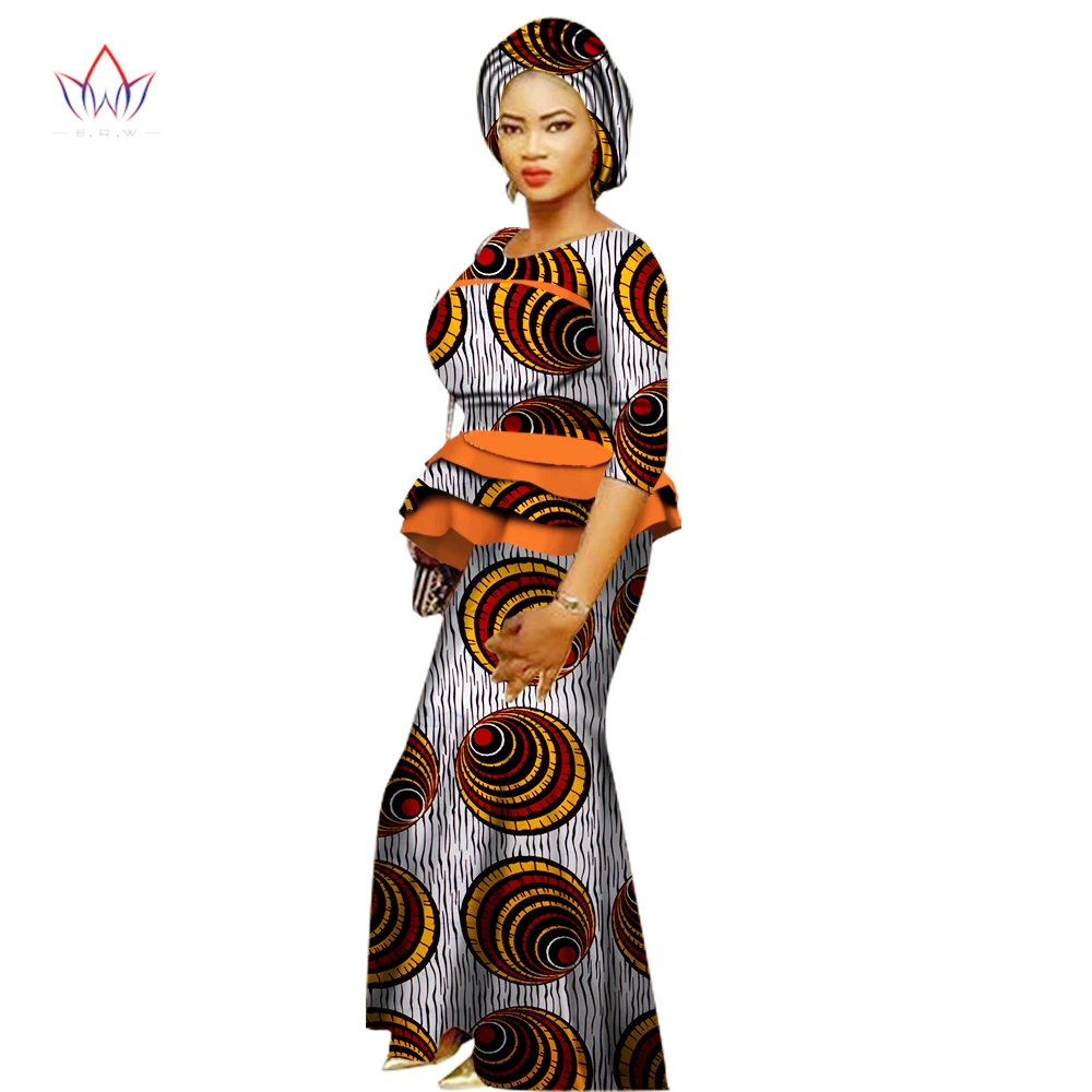 

Womens Clothing Top And Straight Skirt Sets African Wax Print 2 Pieces Skirt Set Bazin Riche African Style Clothing WY1399