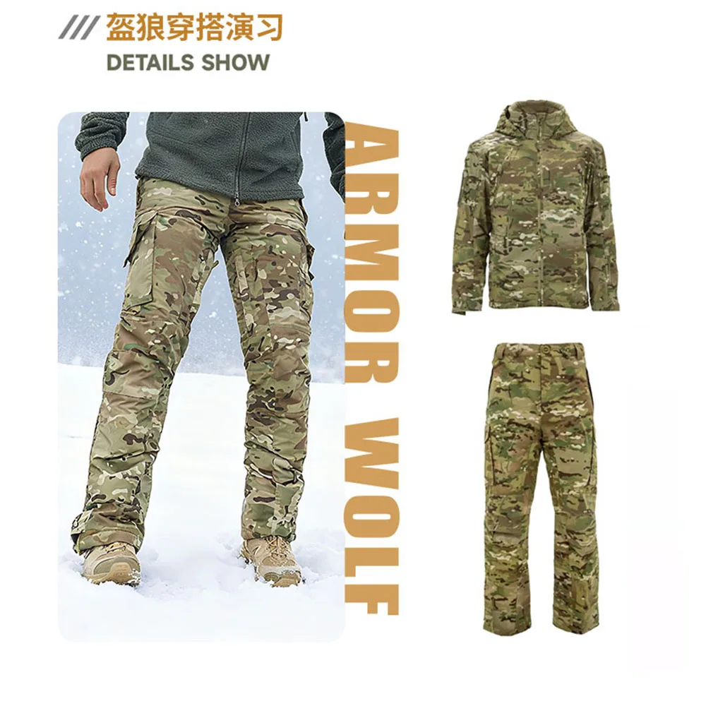 MIG4.0 겨울 야외 전술 위장 면바지 두꺼운 방풍 스키 바지 등산 방한 바지 남성용