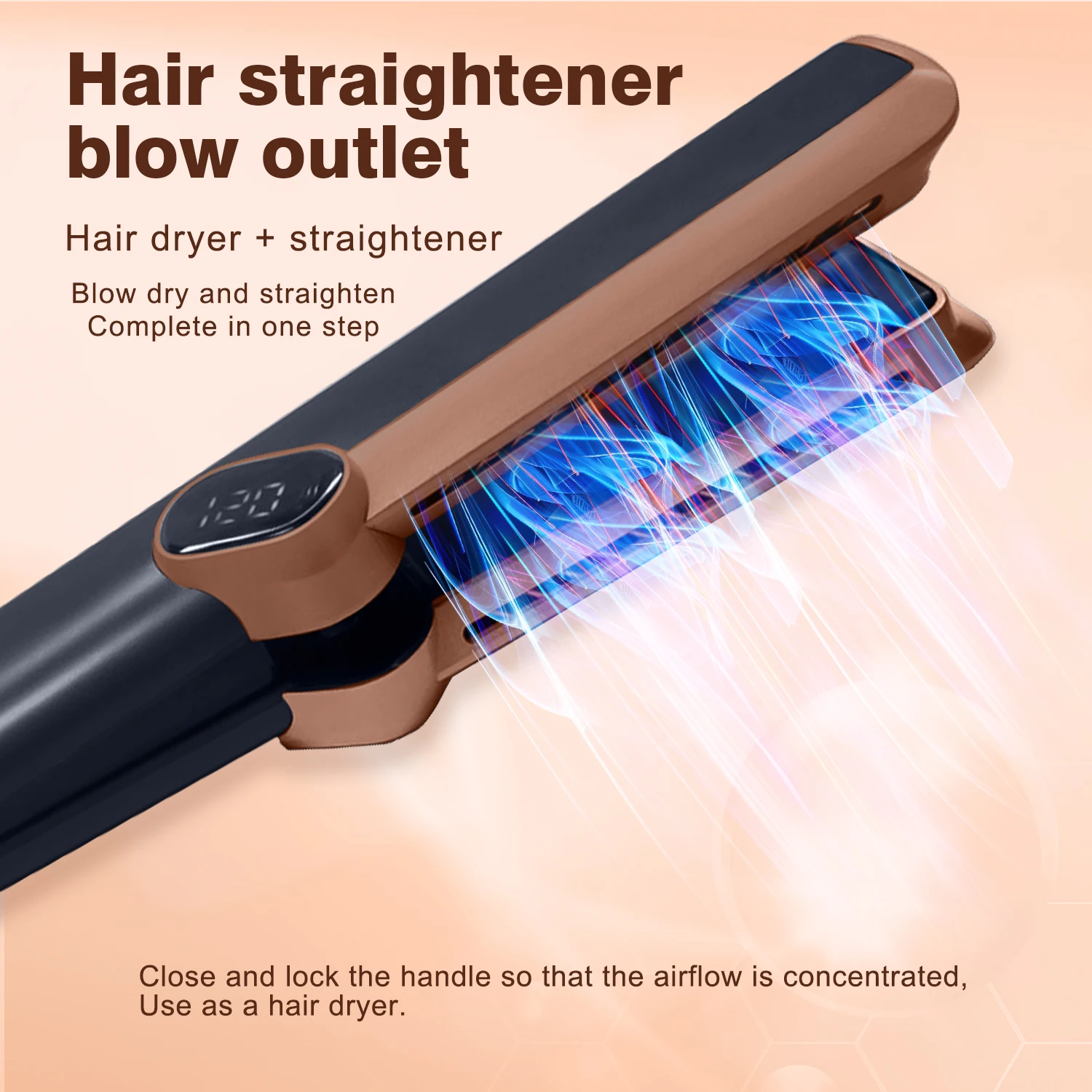 Airstrait Hair Straightener In Copper 2 In 1 Multi Hair Dryer 110000rpm Wet to Dry Straightening with Air Intuitive Airflow 4