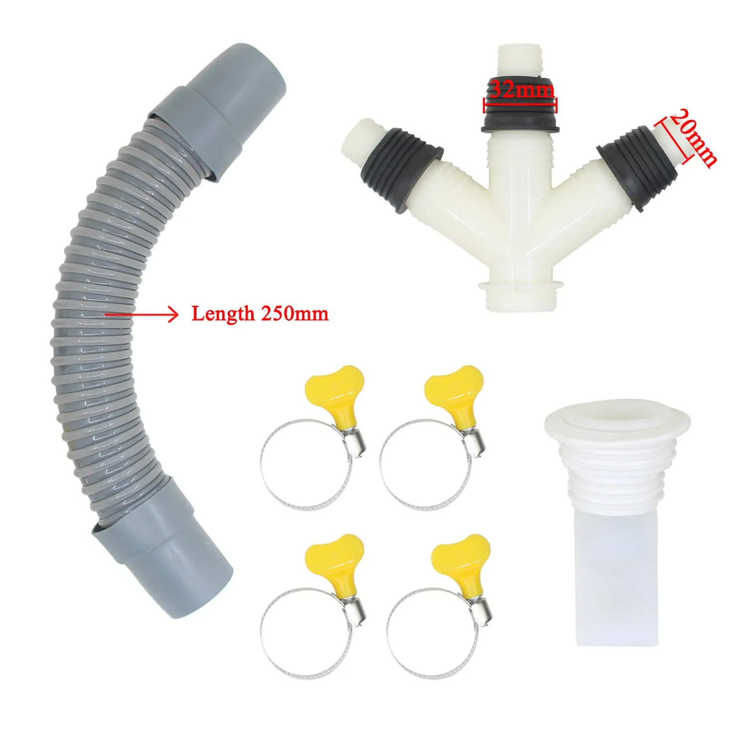 Washing machine drain pipe kit Washing Machine outlet hose adapter inlet pipe connector drain basin tee joint Splitter Connector Drainage Hose Coupling