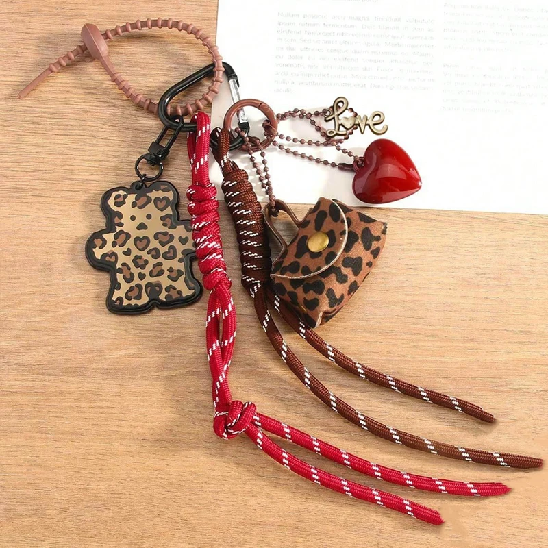 Bag Accessories Elegant Tassel Keychain PVC Alloy Versatile Bag Charm Leopard Print Leather Pendants Keychain Charm