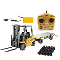 Huina 1:10 8ch Remote-controlled Alloy Version 2.4g Wireless Remote-controlled Engineering Truck Forklift+flatbed Truck Toy 1