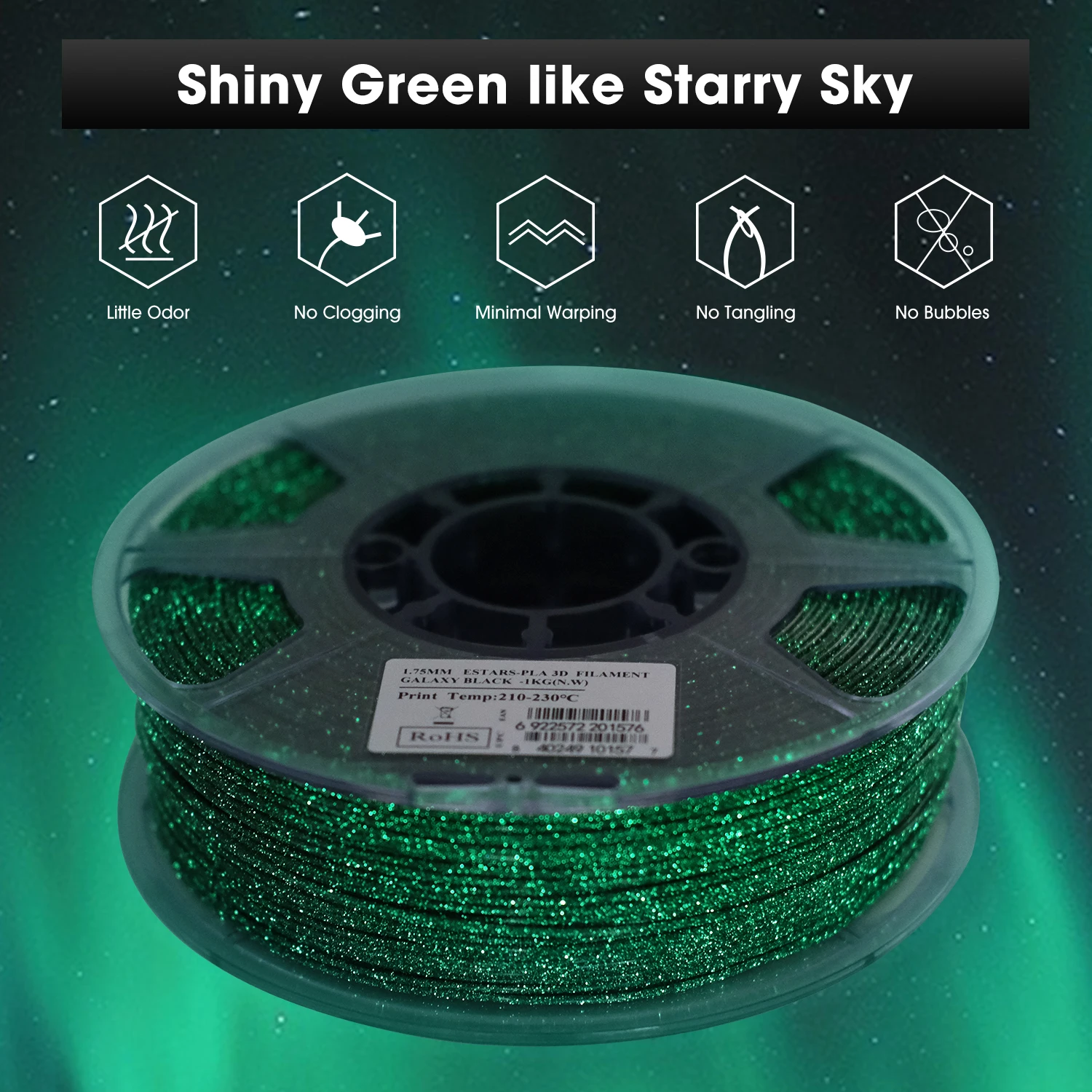 Esun-filamento Luminoso Pla para Impressora 3d Glow in The Dark 1kg 175 mm