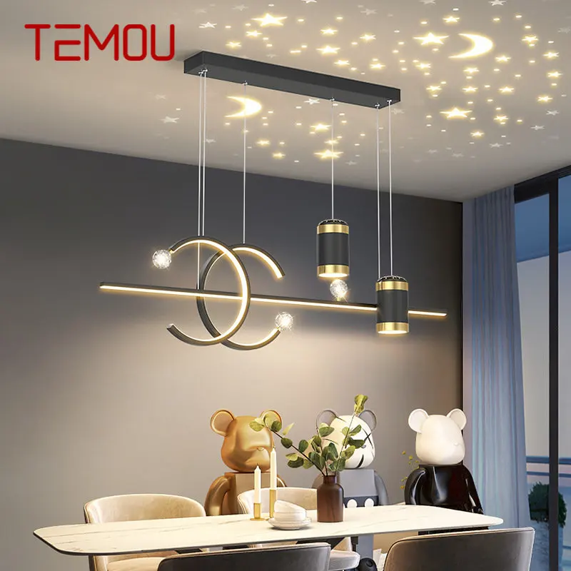 

TEMOU Nordic Pendant Lamps Modern Creative Starry Sky Projection LED Light Fixtures for Home Dining Room Decorative