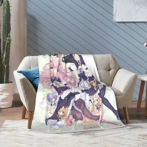 Shigure Minaduki and Fraise Nekopara Anime Blanket  Flannel Funny Soft Throw Blankets for Bed Sofa Autumn/Winter - Image 5