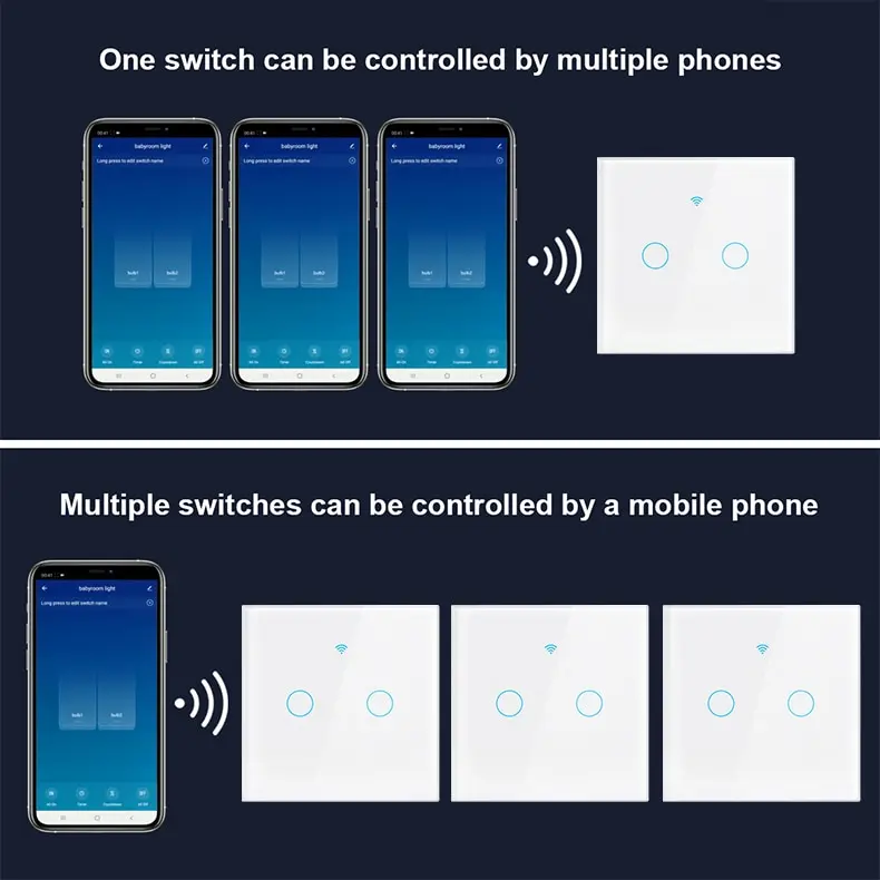Smart Switch Work With Tuya WiFi Works With Alexa With Without Neutral Wire Wireless RF433 Wall Touch Sensor Switch smart switch