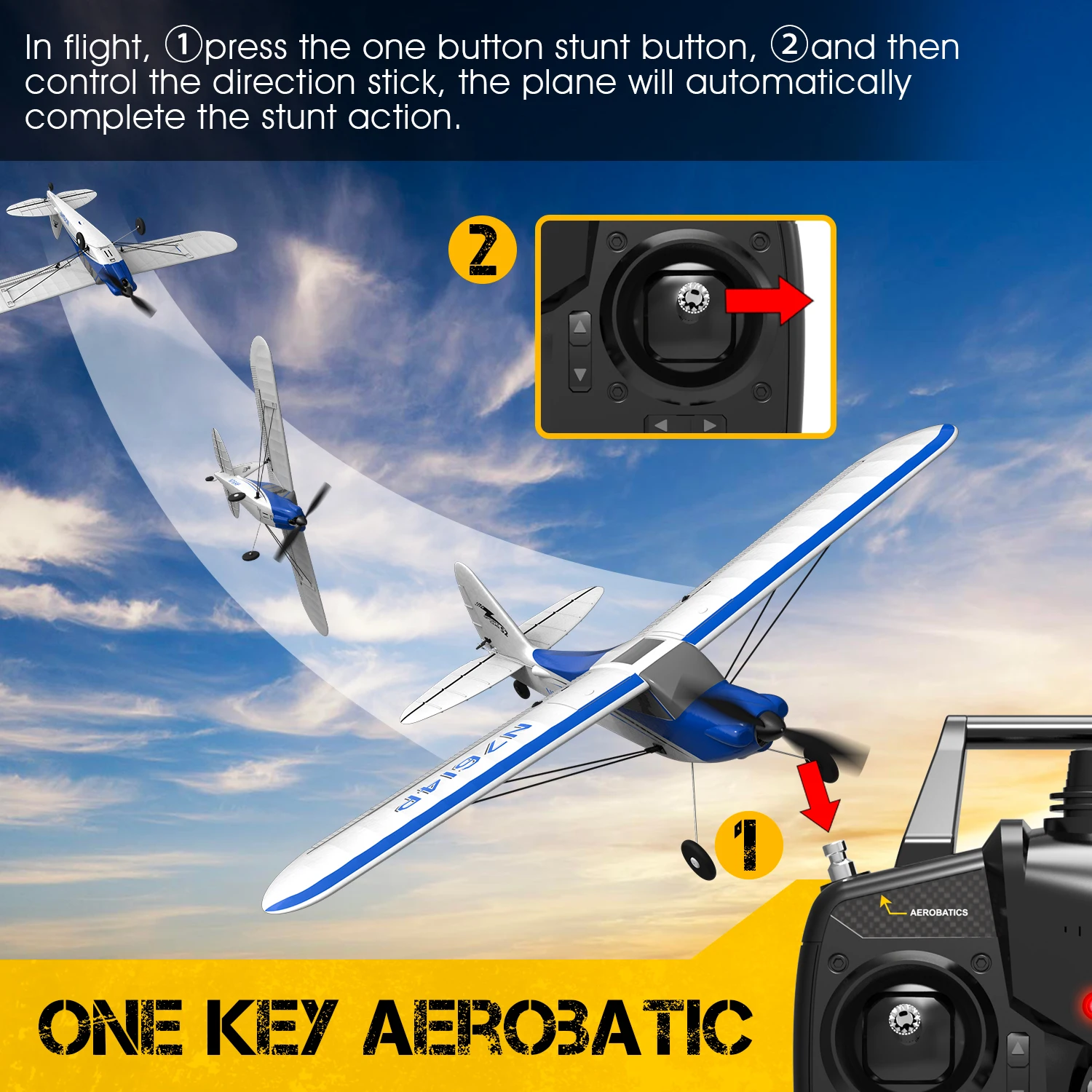 RC Plane Sport Cub 500 EPP Foam 500MM Wingspan 2.4G 4CH RC Glider Aircraft One-Key Aerobatic RC Fighter RTF 761-4 Toys Gifts 3
