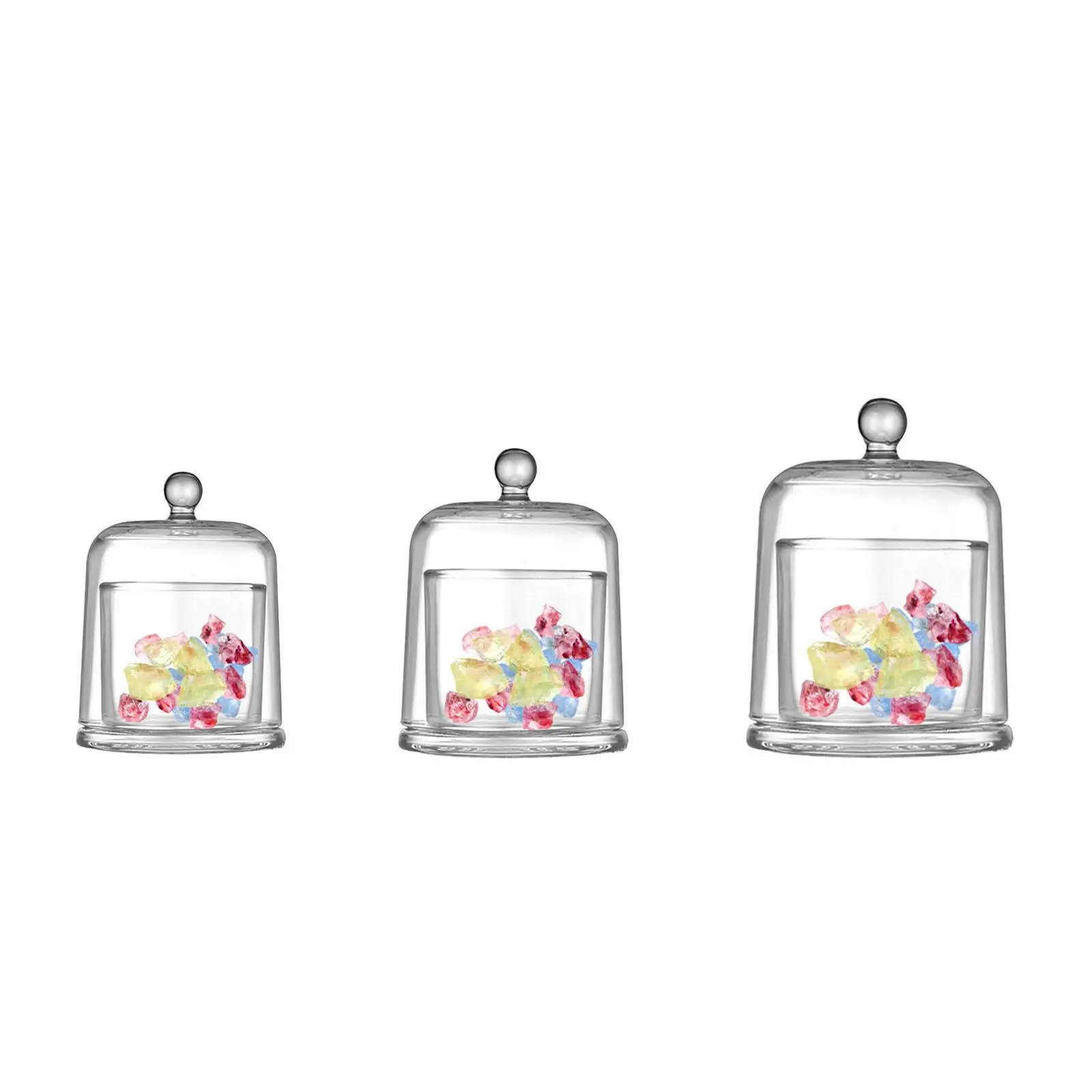 Glass Cloche Dome Transparent Gifts Bell Jar Display Case for Collectibles Watch Keepsakes Small Desserts Pillar Candles