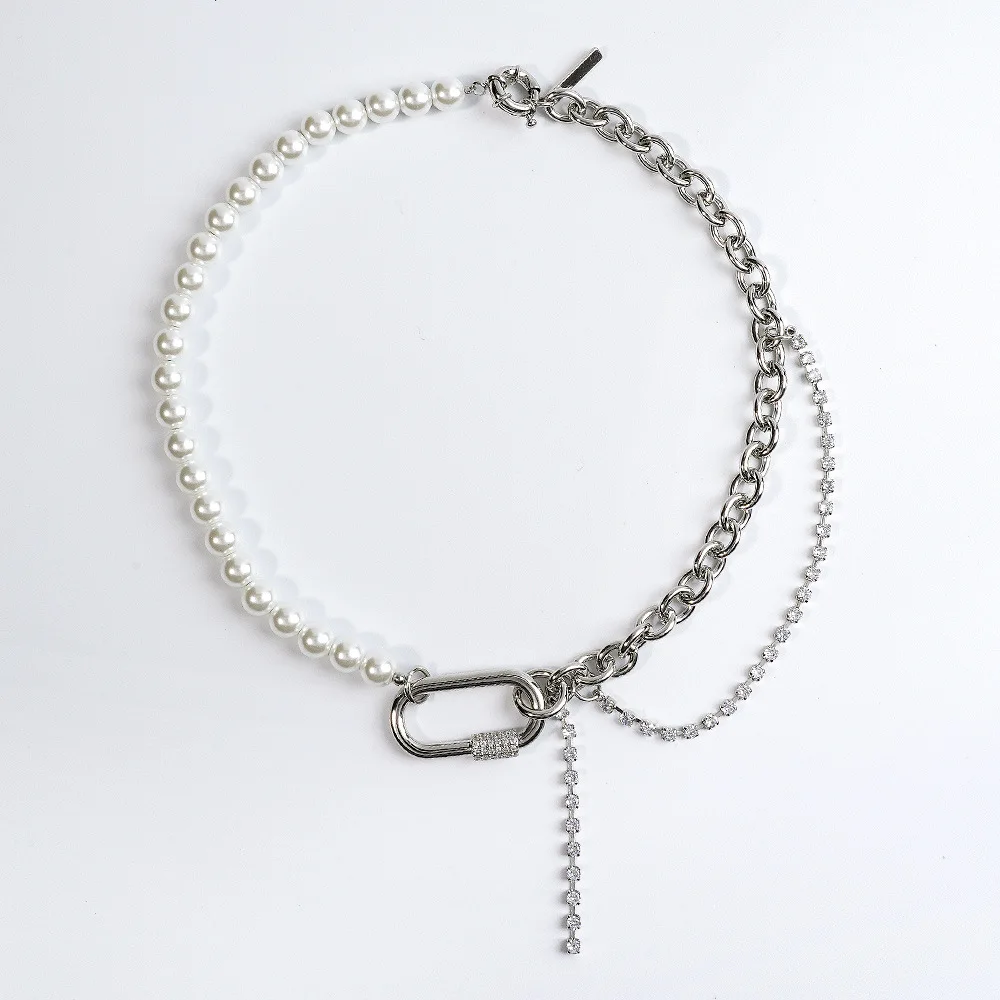 

LONDANY necklace European and American design sense necklace female asymmetrical chain collarbone chain pearl necklace
