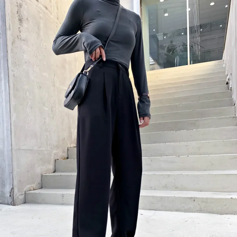 2024 Women New Autumn Solid Loose High Waist Pants Spring Office Lady Elegant Suit Pant Classic Korean Long Trousers Female Pop