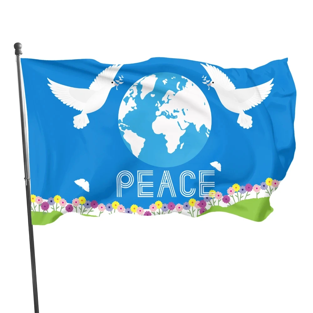 

PEACE Flags Pigeon Banner LOGO Pattern Flag Symbolizes World Peace and Love Flag Indoor and Outdoor Decoration for Memorial Gift