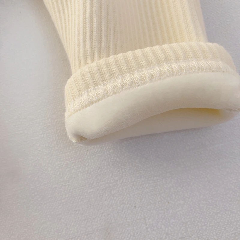 Baby Thermal Fleece Trousers High Waist Solid Color Pants