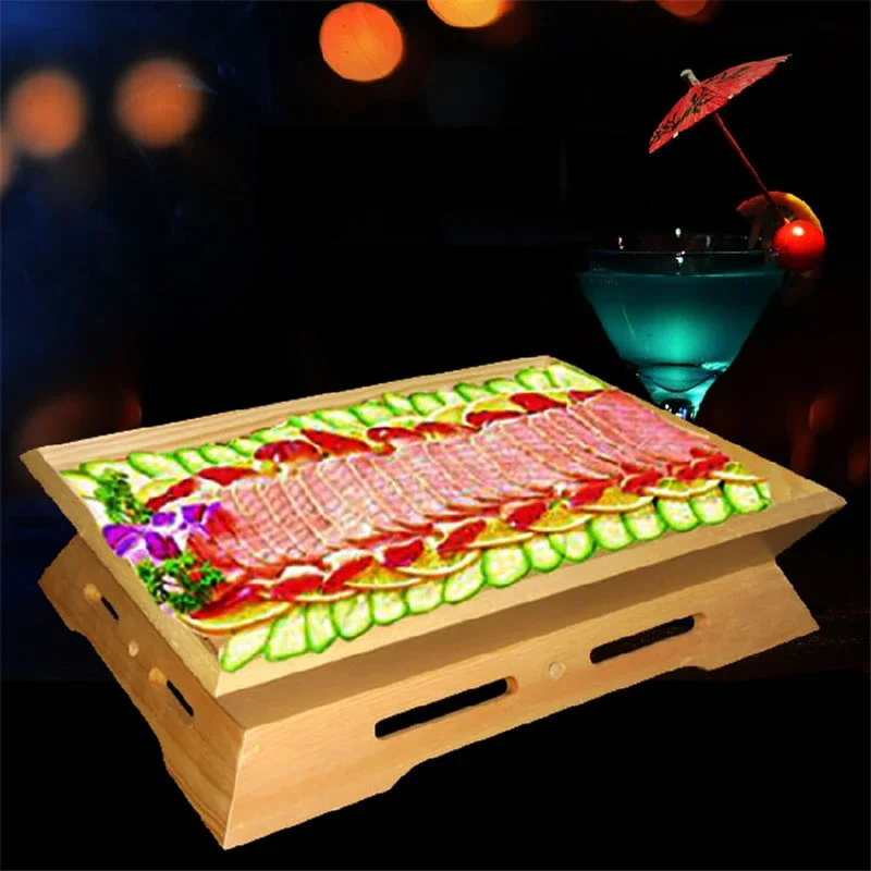 Japanese sushi plate Wooden creative container Japanese Korean tableware Sashimi Platter Bread plate Double sided cooking box