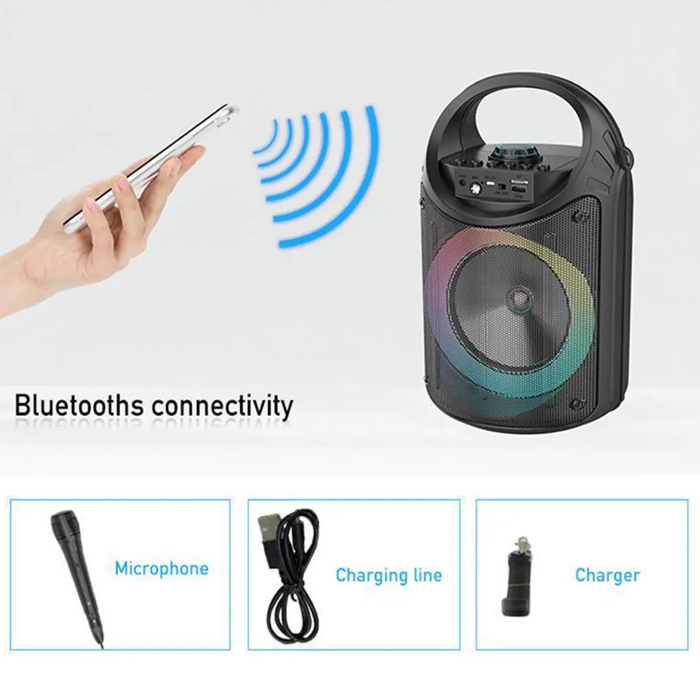 

Атмосфера с автономным цветным светом-Внешняя версия Bluetooth-Динамик простой и модный черный