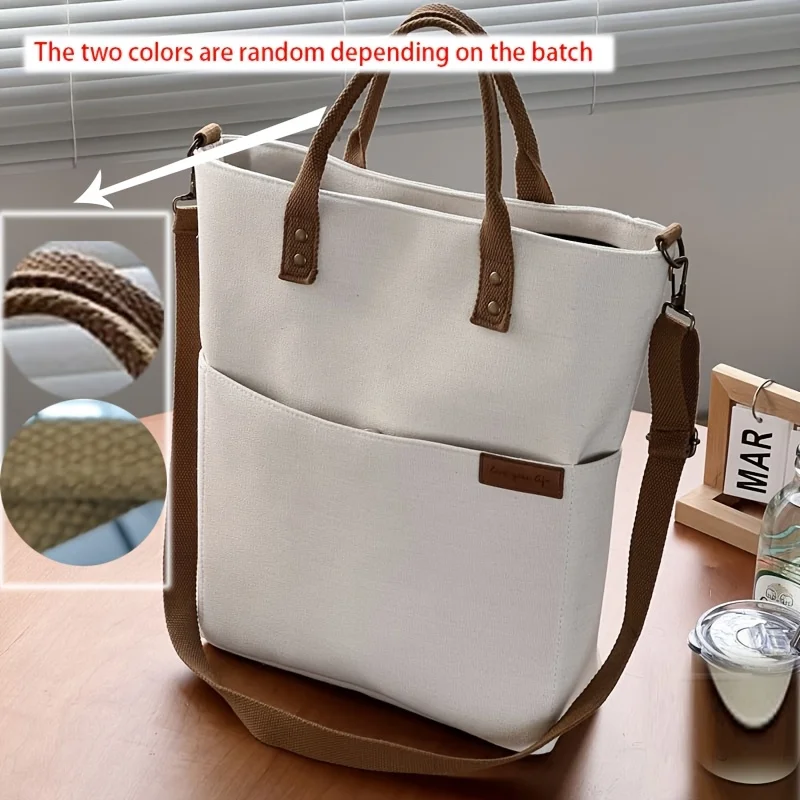 Large Capacity Japanese Women's Canvas Shoulder Bag Multiple Pockets Simple Zipper Handbag