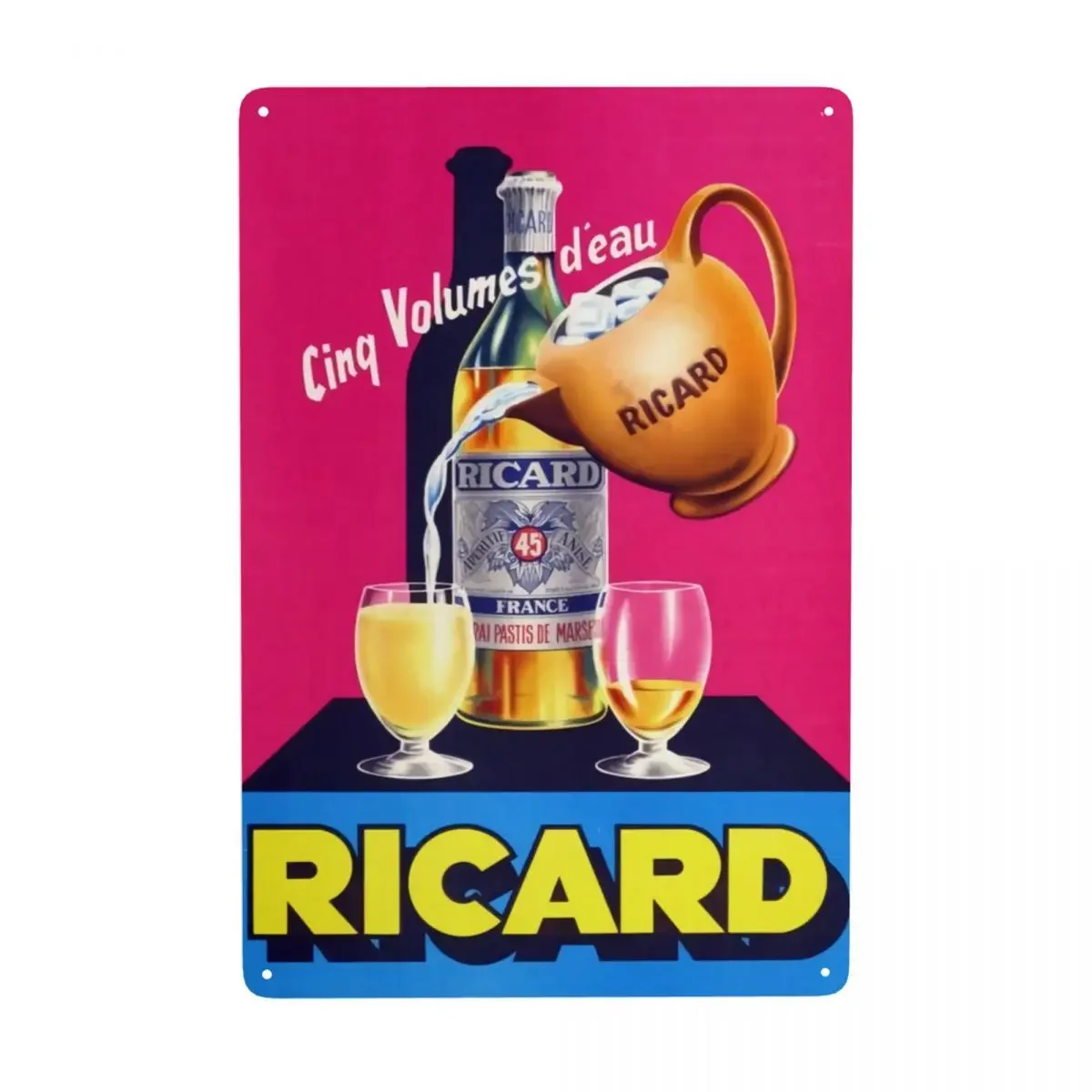 

Retro Marseille France Ricard Metal Sign Personalized Licorice Flavored Aperitif Tin Plaque Yard Man Cave Bar Decorations Art