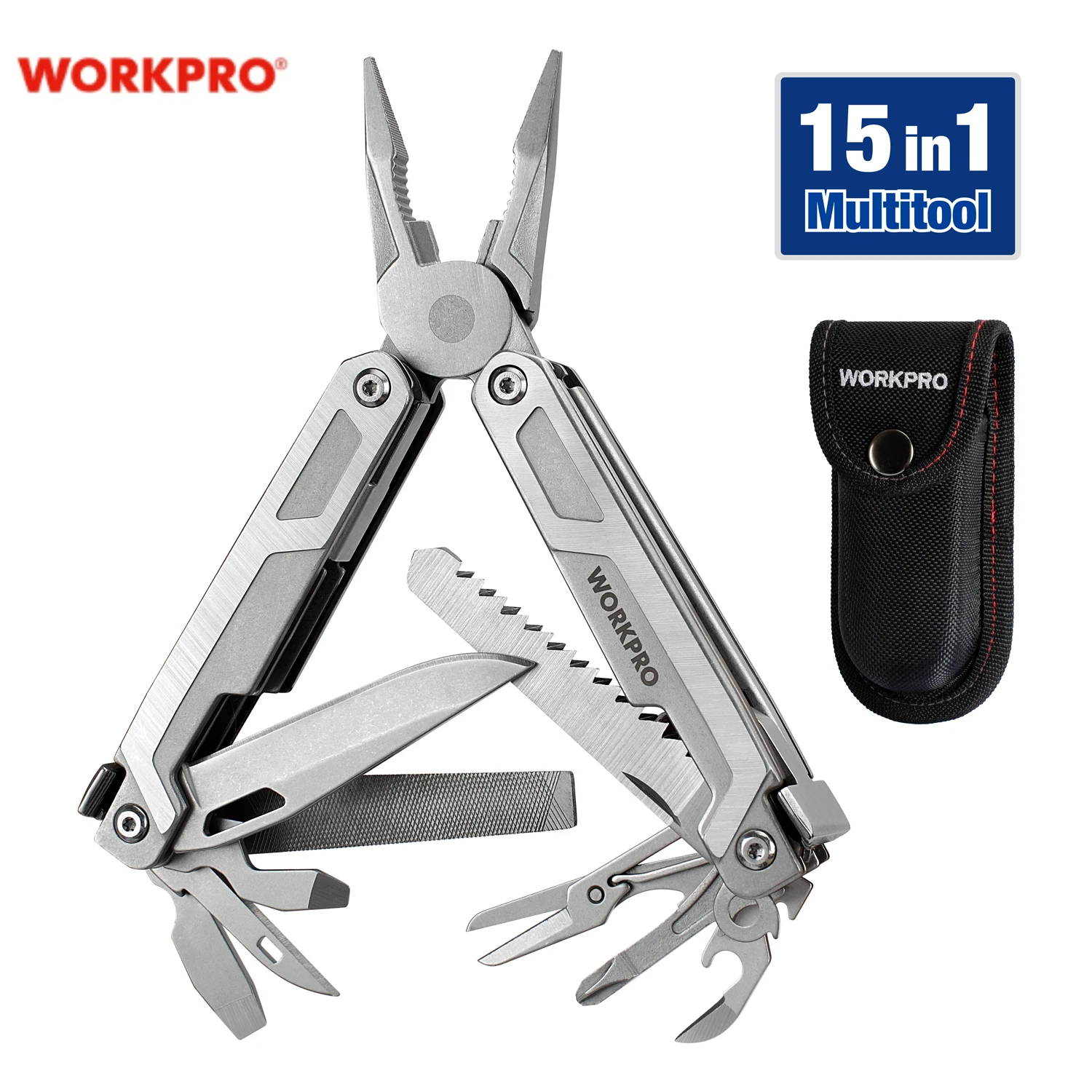 Workpro Multitool, 15-In-1-Multitool-Taschenmesser Mit Schraubendreher ...