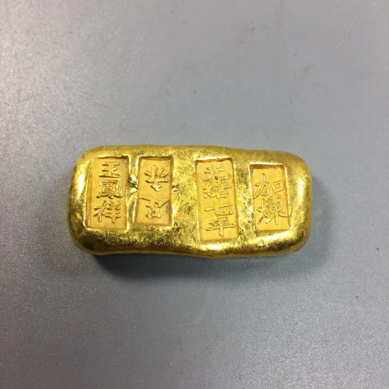 

Маленькая желтая Золотая монета, старинная Золотая монета, золотые блоки, золотые кирпичи, золотая монета, античная латунная декоративная пленка для игр