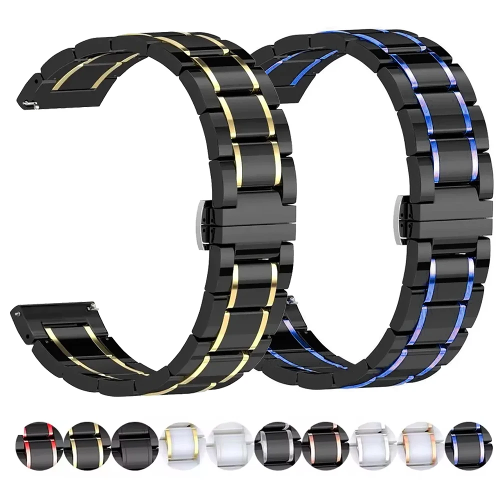 Elegant Ceramic and Metal Wristband - 20/22mm Premium Strap