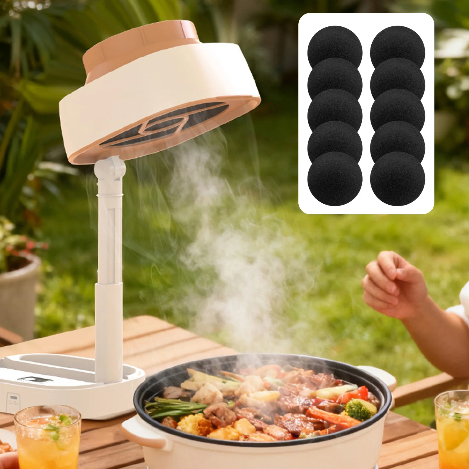 Desktop Range Hood Reusable Carbon Filter Portable Exhaust Fan 125° Adjustable Angle for Apartment Dorm RV Indoor BBQ & Hot Pot 4
