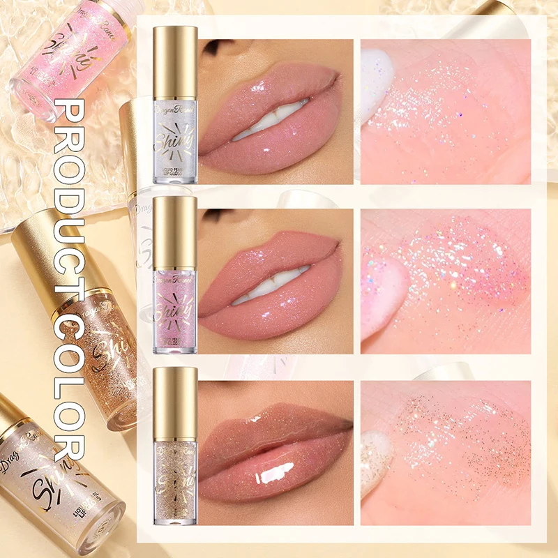 Large Brush Head Mirror Pearlescent Lip Gloss Lip Oil Lip Glaze Hydrating Plump Lip Moisturizing Fine Shimmer Lip Gloss Makeup 2
