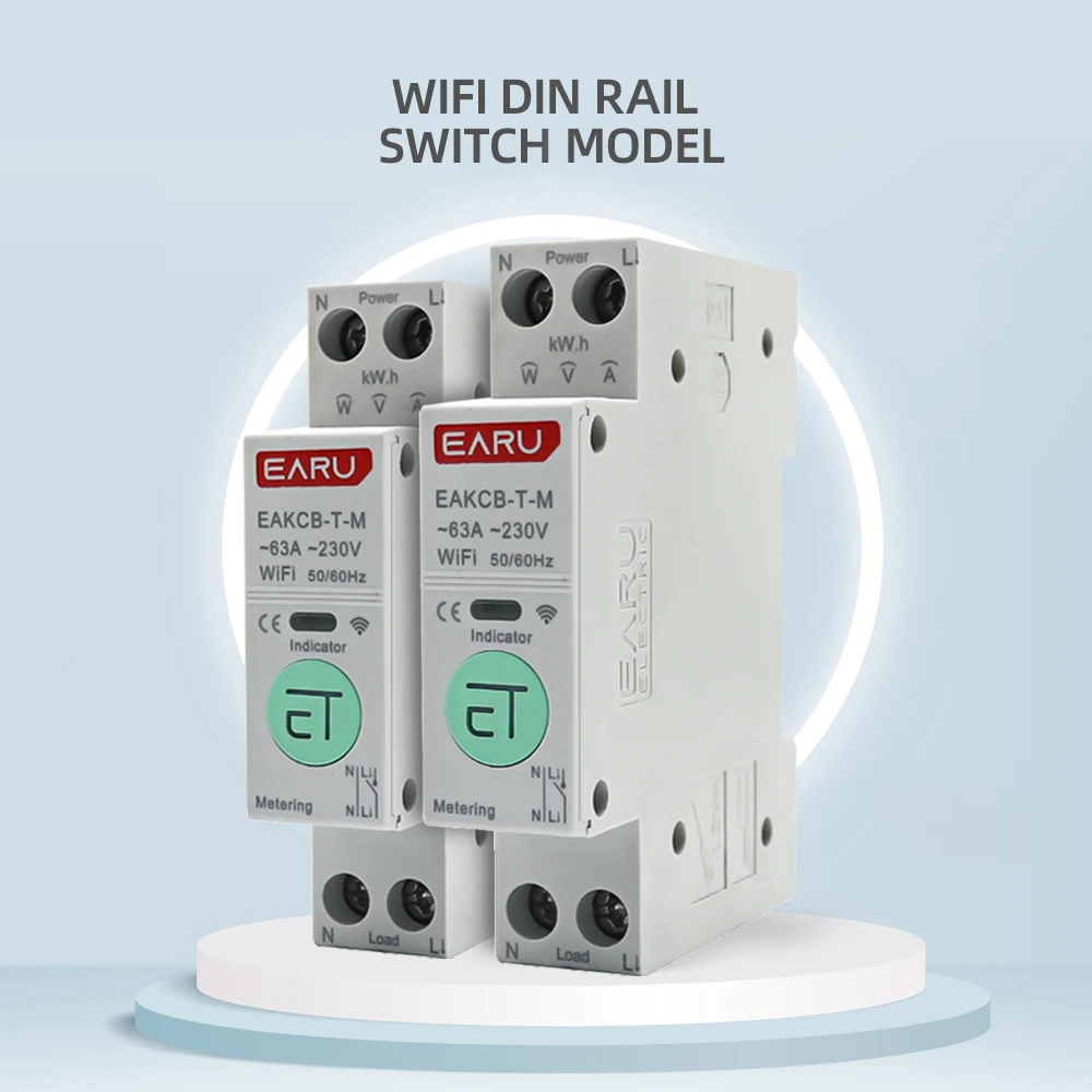 Tuya WiFi Zigbee Smart Circuit Breaker MCB 1P+N 63A Power Energy kWh Voltage Current Meter Protector Voice Remote Control Switch