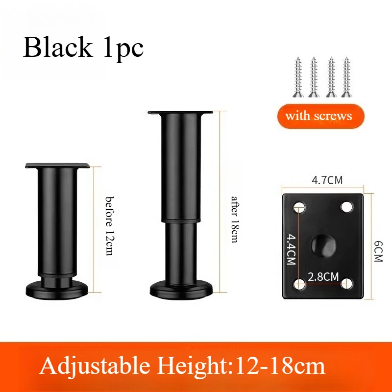 Adjustable Height Metal Furniture Support Leg