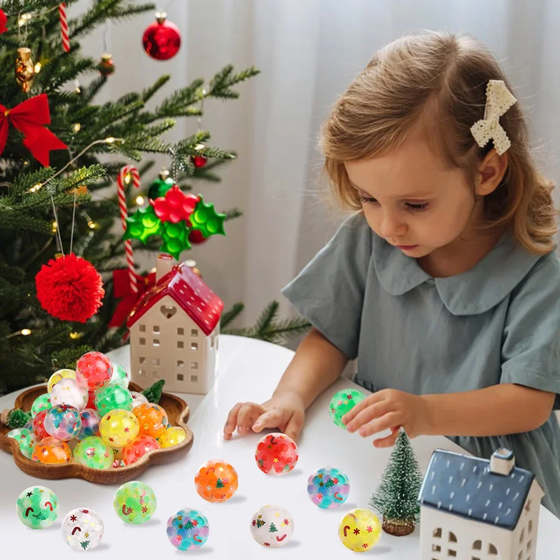 10/20Pcs Christmas Squeeze Ball Stocking Stuffers Kids Adult Anti-Anxiety Sensory Toy New Year Gift Birthday Party Pinata Filler