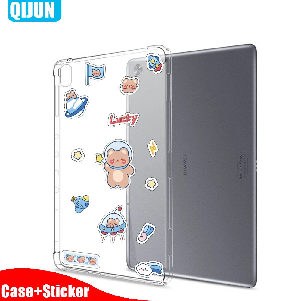 

Tablet Case For Huawei MatePad T 10 9.7" 2021 Transparent Silicone soft Cover protection Cartoon pattern fundas AGR-L09 W09 W19