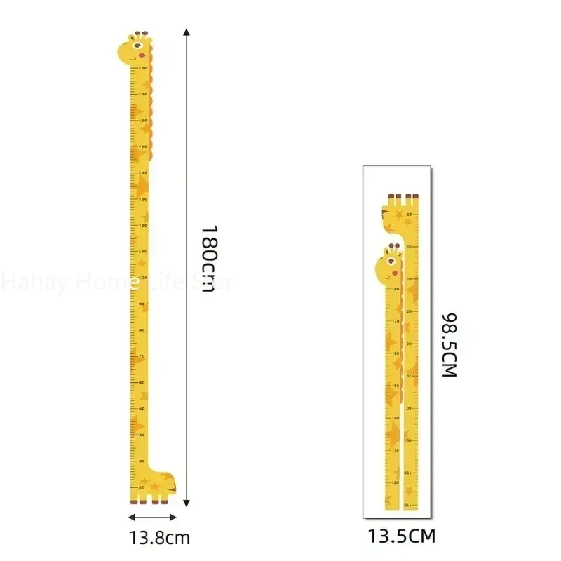 Wall Stickers 180cm Cartoon Animal Height Measure For Kids Room